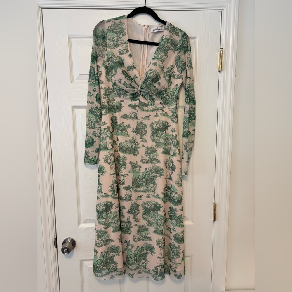 Rachel Antonoff Olivia Dress in Emerald Green Manhunt Toile - Picture 4 of 11